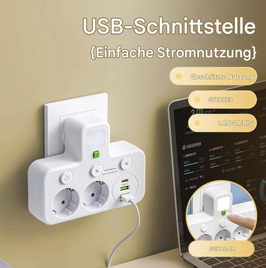 Überspannungsschutz mit Steckdosen und USB/Type-C