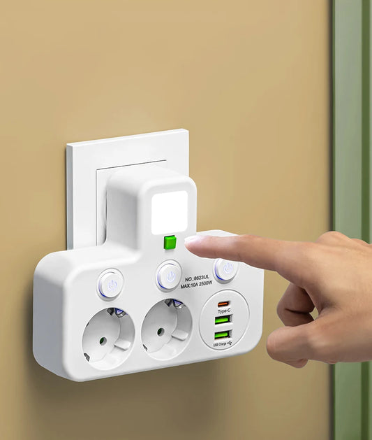 Überspannungsschutz mit Steckdosen und USB/Type-C